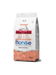 Monge Mini Adult Monprotein cu Somon si Orez – hrana uscata completa pentru caini adulti de talie mica