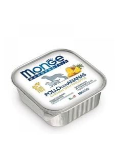 Monge Super Premium Monoprotein Fruits Pate Chicken Pineapple 150gr - Hrana umeda completa cu pui si ananas pentru caini adulti