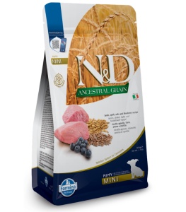 N&D Ancestral Grain Miel & afine Puppy Mini - hrana uscata cu miel pentru catei de talie mica si femele gestante sau care alapteaza, 800g - Img 1