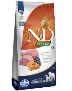 N&D Pumpkin Miel, Dovleac & Afine Adult Medium & Maxi – Hrana uscata cu miel pentru caini adulti de talie mare, 12kg - Img 1