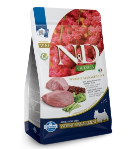 N&D Quinoa Weight Management – Hrana uscata cu miel si broccoli pentru caini adulti cu tendinta spre supraponderabilitate, 2.5kg - Img 1