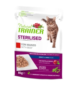 Natural Trainer - Hrana Umeda cu Vita in Sos pentru Pisici Sterilizate, 85 g