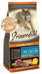 Primordial Grain-Free Holistic Dog Adult Duck&Trout - Hrana uscata completa ultra premium cu rata si pastrav destinata cainilor adulti de toate rasele, 12kg
