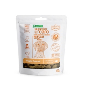 Superior Care Red Coat Snack Grain Free Controlul Greutatii cu Hering - Hrana complementara de tip gustare functionala super premium pentru controlul greutatii destinata cainilor adulti de toate rasele cu blana roscata, 150g