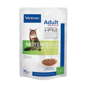 Virbac HPM Adult Neutered 12 x 85g- Hrana cu somon pentru pisici adulte sterilizate