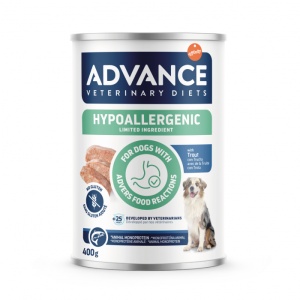 Advance Veterinary Diets Dog Hypoallergenic - Hrana umeda dietetica cu pastrav pentru sensibilitati alimentare 400g