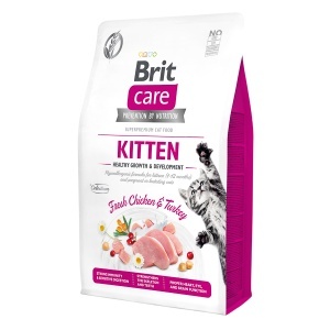 Brit Care GF Cat Kitten Healthy Growth and Development - Hrana uscata cu curcan si pui pentru pui de pisica si femele gestante/lactatante - Img 1