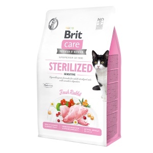 Brit Care GF Cat Sterilized Sensitive - Hrana uscata fara cereale cu iepure pentru pisici sterilizate cu digestie sensibila