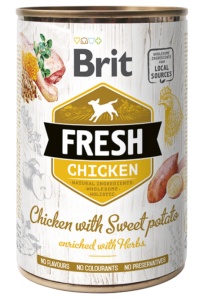 Brit Fresh Chicken with Sweet Potato - Hrana umeda completa cu pui si cartof dulce pentru caini adulti, 400 g
