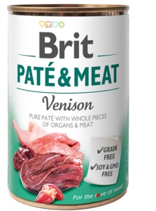 Brit Pate & Meat Venison - Hrana umeda completa cu carne de vanat pentru caini adulti, 400 g