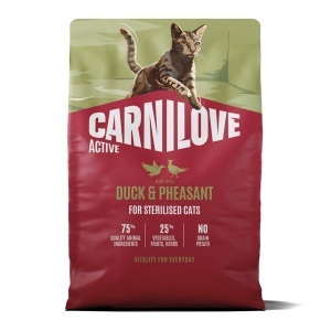 Carnilove Active Cat Dry Duck & Pheasat Sterilised Adult All Breeds – Hrana uscata pentru pisici adulte sterilizate cu rata si fazan