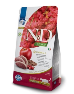 Farmina N&D Cat Quinoa Hairball Duck & Apple 1.5kg – Hrana uscata completa pentru pisici adulte cu predispozitie la formarea ghemotoacelor de par