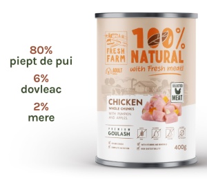 Fresh Farm Goulash with chicken, pumpkin and apple - Hrana umeda cu pui completa pentru caini adulti, 400 gr