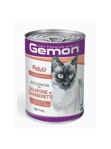 Gemon Chunkies Adult Salmon&Shrimps 415gr - Hrana umeda completa cu somon si creveti pentru pisici adulte