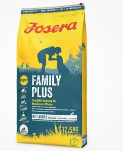 Josera Mother & Puppy with Salmon & Rice (Josera Family Plus) - Hrana de crestere fara gluten pentru catelele gestante, cele care alapteaza si cateii pana la 8 saptamani, 12,5 kg