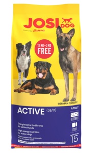 JosiDog Active Promo Pack - Hrana uscata pentru caini adulti activi, 12+3 kg