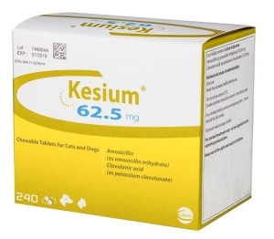 Kesium 50mg/12.5mg - Antibiotic pentru infectii cutanate, urinare, respiratorii si digestive pentru caini si pisici, 240 Tablete