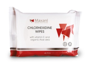 Maxani servetele Clorhexidina cu vitamina E - Servetele dermatologice pentru ingrijirea pielii animalelor, 40 buc