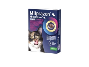 Milprazon Pisica Chew 16mg/40mg - Antiparazitar intern pentru pisici (2-8kg) 4 Comprimate
