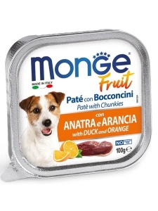 Monge Super Premium Pate&Chunkies Duck&Orange 100gr - Hrana umeda completa cu rata si portocale pentru caini adulti