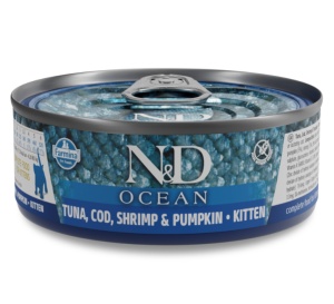 N&D Ocean Ton, cod, crevete & dovleac Kitten - Hrana umeda cu ton pentru pui de pisica, 70g - Img 1