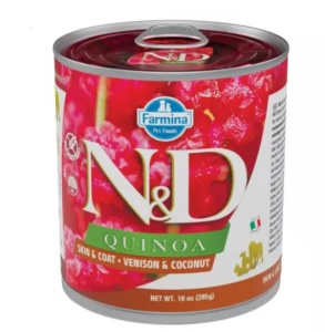 N&D Quinoa Skin & Coat – Hrana umeda cu vanat pentru sustinerea sanatatii pielii si blanii, 285g - Img 1