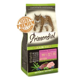 Primordial Grain-Free Holistic Kitten cu Rata si Curcan - Hrana uscata completa fara cereale pentru pisoi aflati in perioada de crestere