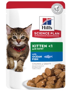 SP FELINE KITTEN OCEAN FISH - Hill's Science Plan Kitten Pliculet pentru pisici cu peste oceanic (4%), 12 Plicuri x 85g