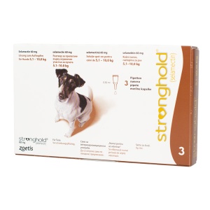 Stronghold 60 mg – Antiparazitar complet pentru caini mici (5–10 kg) 3 pipete