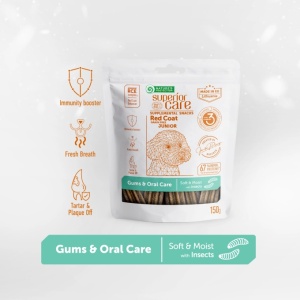 Superior Care Red Coat Snack Grain Free Gums&Oral Care cu Insecte - Recompense functionale super premium pentru cainii juniori de toate taliile si rasele cu blana roscata pentru igiena orala, 50g - Img 2