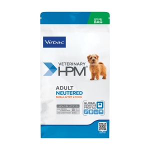 Virbac HPM Adult Dog Neutered Small + Toy NF – Hrana cu porc si pasare pentru caini sterilizati de talie mica
