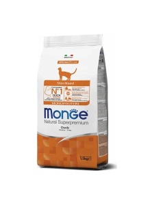 10kg Monge Cat Adult Sterilised Duck Monoprotein - Hrana uscata completa cu rata Pentru pisici adulte sterilizate