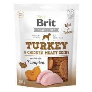 Brit Jerky Turkey Meaty Coins - Recompense tip monede cu pui si curcan pentru caini adulti - Img 2