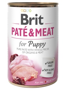 Brit Pate & Meat Puppy - Hrana umeda completa cu pui si curcan pentru caini juniori, 400 g