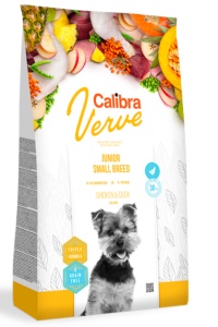 Calibra Dog Verve GF Junior Small Chicken & Duck - Hrana uscata fara cereale pentru caini juniori de talie mica, 1,2 kg