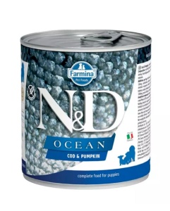 Farmina N&D Ocean Puppy Cod & Dovleac – Hrana umeda completa fara cereale pentru catei 285gr