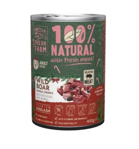 Fresh Farm Dog Goulash Wild Boar, Christmas Edition - Hrana umeda completa pentru caini adulti, 400gr