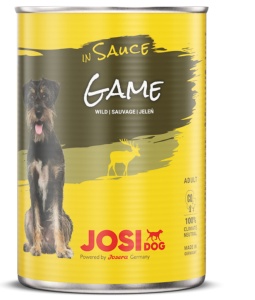 JosiDog Game in Sauce - Hrana umeda cu vanat pentru caini adulti, 12 Conserve x 415g