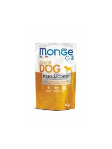 Monge Super Premium Pouches Puppy&Junior Chicken&Turkey 100gr -Hrana umeda completa cu pui si curcan pentru pui si caini juniori