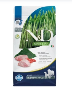N&D Spirulina Adult Medium/Maxi Miel - Hrana uscata cu miel destinata cainilor adulti de talie medie si mare, 2kg