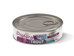 Prefera MPD Adult- Hrana umeda cu pastrav pentru pisici adulte, 85 gr