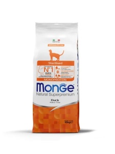 10kg Monge Cat Sterilised Duck Super premium - Hrana uscata superpremium pentru pisici adulte sterilizate cu Rata