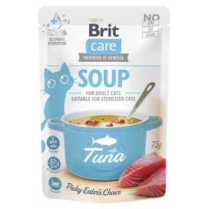 Brit Care Cat Soup with Tuna - Hrana umeda tip supa crema cu ton si pui pentru pisici adulte, 75g