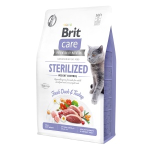 Brit Care GF Cat Sterilized Weight Control - Hrana uscata fara cereale cu rata si curcan pentru pisici sterlizate supraponderale