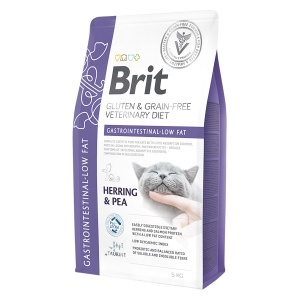 Brit GF Veterinary Diets Cat Gastrointestinal Low Fat – Hrana uscata dietetica cu hering pentru digestie sensibila, 5kg
