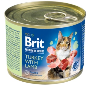 Brit Premium By Nature Cat Turkey With Lamb - Hrana umeda pentru pisici adulte cu curcan si miel, conserva, 200 g