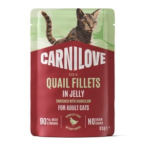 Carnilove Cat Pouch Jelly Quail & Dandelion – Hrana umeda completa cu prepeliță si papadie, 85 g