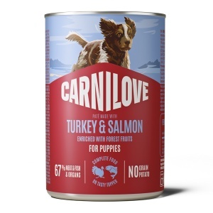 Carnilove Dog Can Pate Turkey & Salmon Puppies – Hrana umeda completa cu curcan si somon pentru catei, 400 g