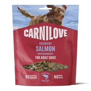 Carnilove Dog Crunchy Snack Salmon & Blueberries – Recompense pentru caini cu somon si afine, 200 g
