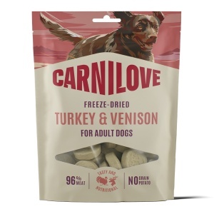 Carnilove Dog Freeze Dried Turkey & Venison – Recompense liofilizate pentru caini cu carne de curcan si caprioara, 60 g